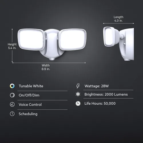 Vista 2 de Luz de inundación LED inteligente WiFi de doble cabezal