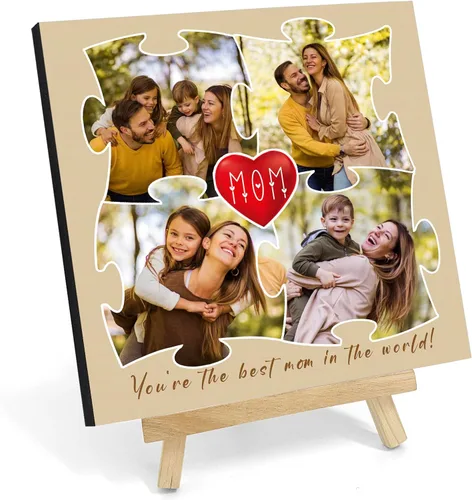 Vista 8 de Marco de fotos personalizado con soporte, impresión de imagen personalizada, regalos de fotos personalizados para decoración del hogar, exhibición