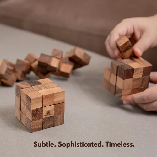 Vista 7 de SiamMandalay Rompecabezas de cubo de serpiente: rompecabezas de madera 3D para adultos STEM Skill Builder juego entrelazado, juego educativo