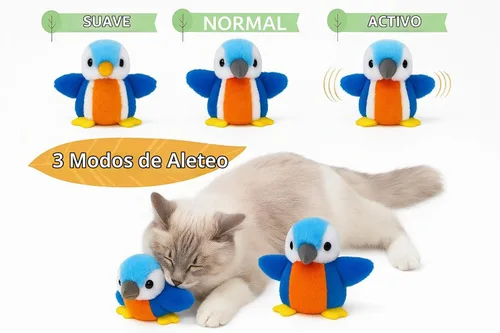 Vista 4 de Juguete interactivo de pingüino para gatos, juguete recargable con alas aleteadas con hierba gatera, alas de batir automáticas, divertido juguete