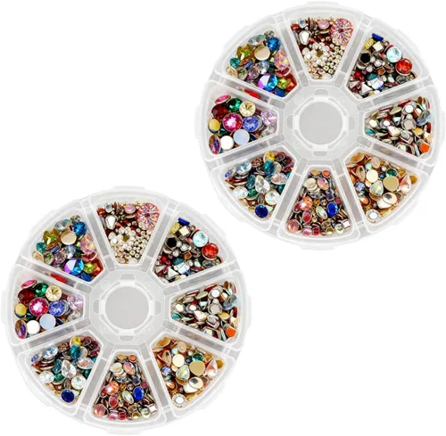 Vista 10 de Organizador de cajas divisoras de joyería de 8 rejillas, contenedor redondo de plástico transparente para almacenamiento de joyas, arte de uñas