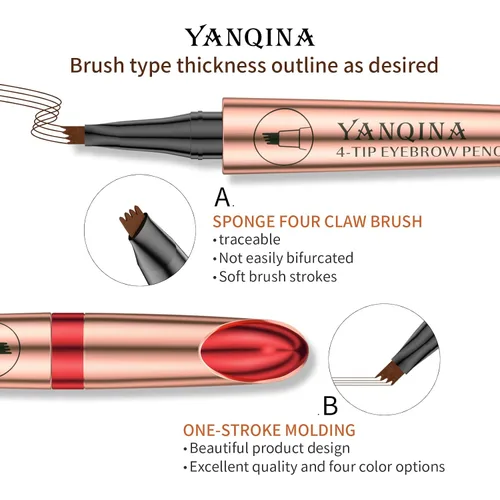Vista 8 de Lápiz de cejas negro Liquid Microblading. Resistente al agua, de larga duración, natural, pluma de cejas con punta de horquilla de 4 puntos
