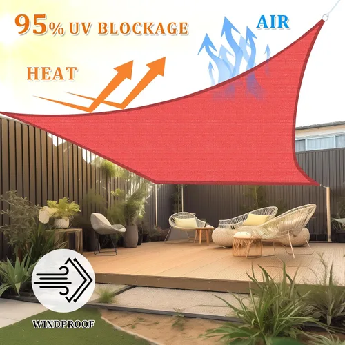 Vista 2 de Shade&Beyond Velas de Sombra Curvas de 07'x13' Toldo Rectangular Escarlata 185GSM Vela de Sombra Permeable para Patio Terraza Jardín Patio Trasero