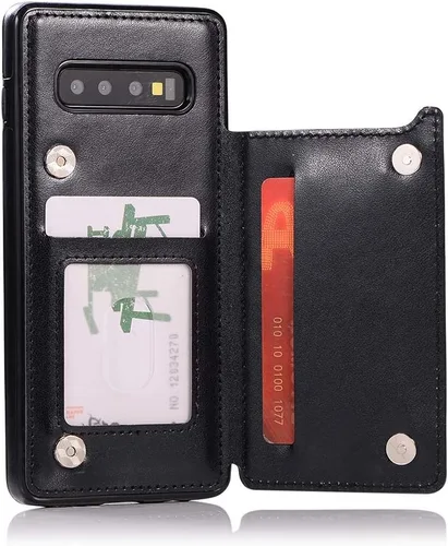 Vista 5 de Funda de teléfono para Samsung Galaxy S10 Plus con protector de pantalla de vidrio templado y tarjetero con soporte para tarjetero, accesorios