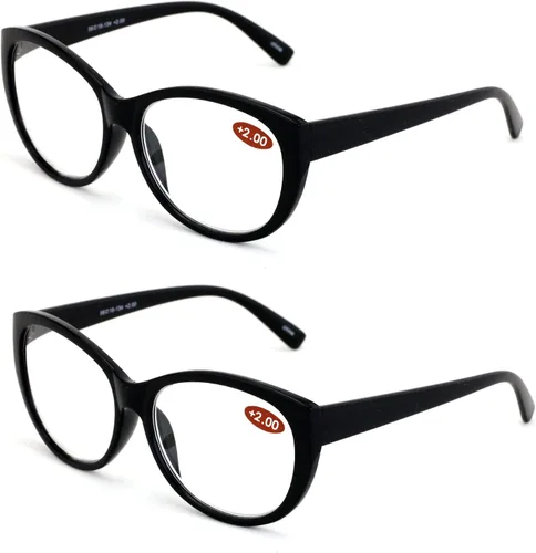 Vista 8 de 2 pares de anteojos de lectura de lujo para mujer, diseño de ojo de gato, vintage, ovalado