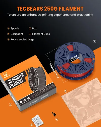 Vista 6 de TECBEARS Filamento PETG 1.75, paquete de 4.4 lbs, Multi T2506