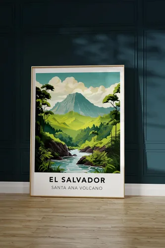 Vista 4 de Póster de El Salvador Volcán Santa Ana imprimir El Salvador Viajes Impreso Arte de Pared, Póster de Viaje de El Salvador