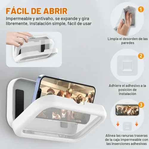 Vista 6 de CoguZed Soporte de teléfono impermeable para ducha, actualizado en 2023, rotación de 480°, compatible con iPhone 15/14/13/12/11 Pro Max, Samsung