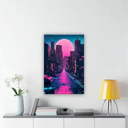 Vista 6 de Póster estético de onda de vapor de neón, arte de pared futurista retro de los años 80 para dormitorio, pintura decorativa, lienzo, arte de pared