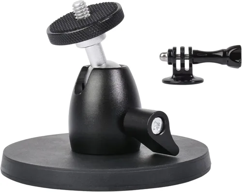 Vista 7 de Ruittos Soporte magnético para cámara GoPro Insta360 Akaso DJI Action, con cabeza de bola de rotación, revestimiento de goma súper fuerte, imán