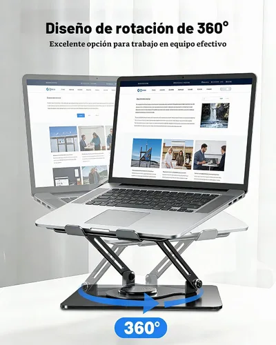 Vista 3 de Soporte giratorio para computadora portátil de 360° para escritorio