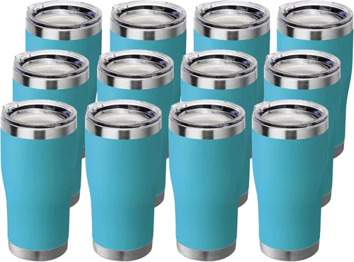 Vista 33 de HASLE OUTFITTERS Vaso de 20 onzas a granel, vasos de acero inoxidable con tapa, vaso aislado al vacío, taza de doble pared con recubrimiento