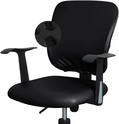 Vista 11 de Shukii Funda impermeable para silla de escritorio de oficina, funda de piel sintética, elástica, giratoria, para silla de computadora, protector