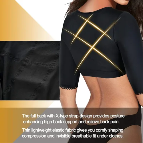 Vista 3 de BRABIC Shaper Tops para mujer, compresión de brazo poscirugía, cierre frontal, brasier moldeador