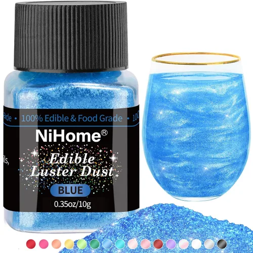 Vista 17 de NiHome Polvo brillante comestible de grado alimenticio con purpurina para decoración de alimentos, polvo metálico para bebidas, vino, bebidas, Blanco