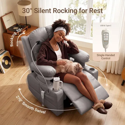 Vista 7 de MAMAZING Lullapod - Silla reclinable giratoria de triple motor, color gris gris (Urban Gray)