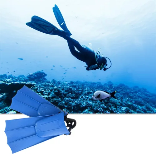 Vista 2 de Aletas de natación para niños, 1 par de aletas cortas de buceo para niños, aletas de entrenamiento de natación ajustables de PVC, aletas ligeras