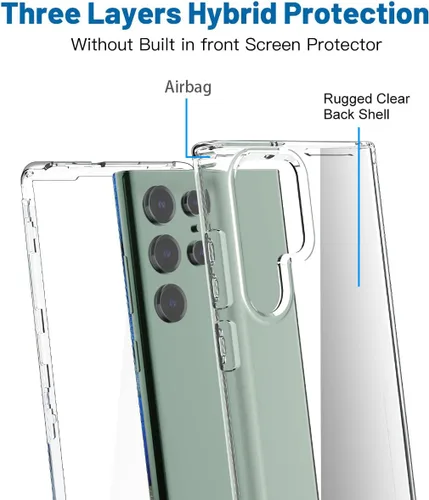 Vista 2 de AICase Funda transparente para Samsung Galaxy S22 Ultra de cuerpo completo, resistente, sin protector de pantalla, protección resistente, a prueba