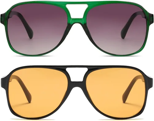 Vista 38 de Freckles Mark Lentes de sol clásicos estilo retro de los años 70 para mujeres y hombres, montura estilo aviador, cuadrada, grande y de moda
