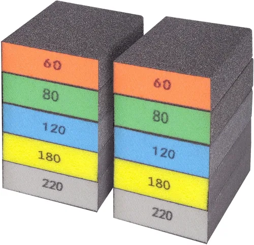 Vista 8 de Paquete de 8 bloques de lijado, esponja de lijado de ángulo simple y doble, lavable y reutilizable, bloque de lijado para madera, paneles de yeso
