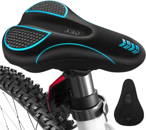 Vista 9 de Cojín de asiento de bicicleta – Funda de asiento de bicicleta de gel acolchada para hombres y mujeres, cómodo sillín de bicicleta suave compatible