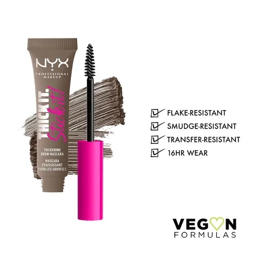 Vista 2 de NYX PROFESSIONAL MAKEUP Thick It Stick It Máscara Engrosante para Cejas, Gel para Cejas - Taupe