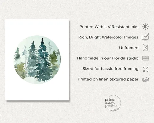 Vista 2 de Forest Landscape Art Prints - Nature Wall Decor - 8x10 - Set of 3 - Unframed