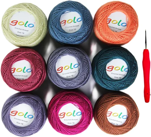 Vista 14 de Golo - 3 bolas de hilo de ganchillo tamaño 10, hilo de crochet para tejer a mano 102