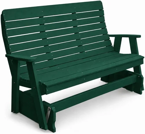 Vista 30 de Amish Made Antique Mahogany 4 ft Outdoor Glider Bench, HDPE Made in USA Fairfax Collection HDPE Poly Lumber Outdoor Glider Bench, All-Weather