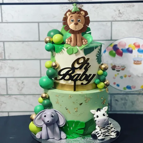 Vista 4 de Decoración para tartas de animales de selva de safari de león para decoraciones de fiesta de cumpleaños con temática
