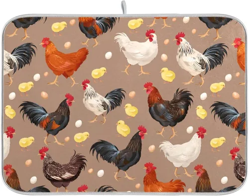 Vista 34 de Linda alfombrilla de secado de platos con hongos y plantas silvestres para encimera de cocina, almohadilla absorbente de microfibra, mediana 16x18