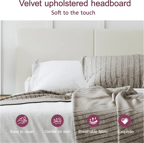 Vista 4 de Marco de cama tamaño completo con cabecero – Elegante marco de cama plataforma tapizado con canales verticales acolchados de servicio pesado