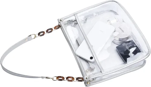 Vista 5 de KKXIU Bolso cruzado transparente de moda para mujeres y adolescentes y niñas, aprobado por el estadio, bolsa de concierto de piel sintética