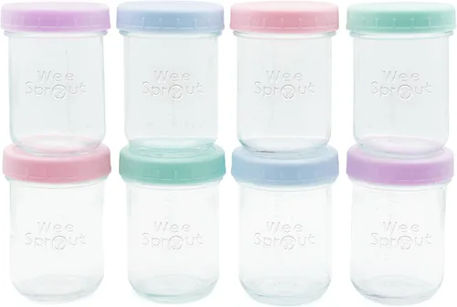 Vista 11 de WeeSprout Tarros de vidrio para almacenamiento de alimentos para bebés con tapas (4 onzas, 6 unidades) para aperitivos, puré, recipientes pequeños