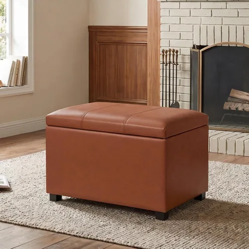 Vista 19 de Joveco Banco Otomán de Almacenamiento de Cuero de 24", Taburete de Reposapiés Rectangular para Sala de Estar, Dormitorio, Entrada, Mesa de Café
