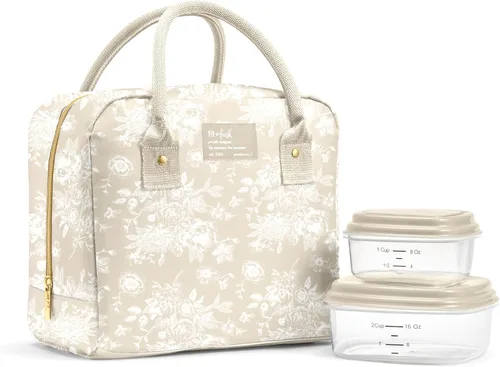 Vista 7 de Fit & Fresh - Lonchera Bloomington para mujeres - Lonchera grande aislada para el trabajo con contenedores, resistente a fugas, resistente a Bubble