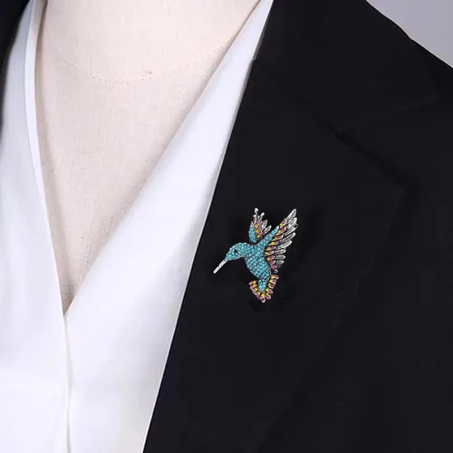 Vista 3 de Broche de colibrí de pájaro para mujer Elegante broche de colibrí vintage con diamantes de imitación para mujer