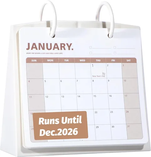 Vista 14 de Calendario de Escritorio Pequeño 2026 de Enero a Diciembre, Calendario Mensual Decorativo de Voltear para Escritorio con Citas Motivacionales, Linda