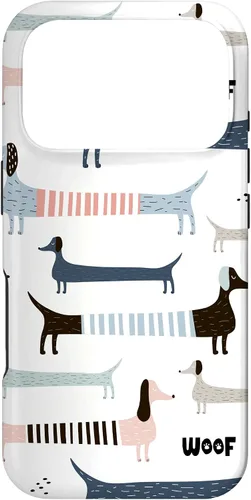 Vista 30 de Dachshund Weenie Weiner Dog - Carcasa para iPhone 17, diseño azul, rosa y blanco