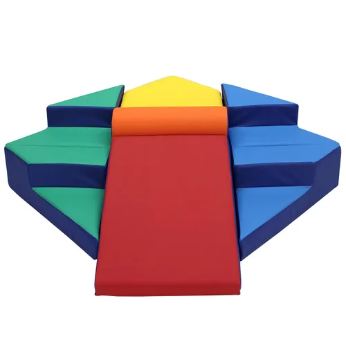 Vista 3 de FDP SoftScape Escalador de esquinas escalonadas y deslizantes, estructura de juego activo para interiores para niños pequeños y preescolares, espuma