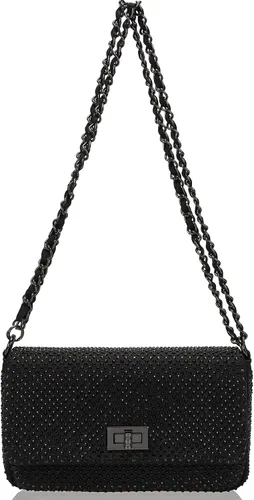 Vista 2 de Dexmay - Bolso clásico de cristal con solapa para fiesta, bolso de mano con diamantes de imitación