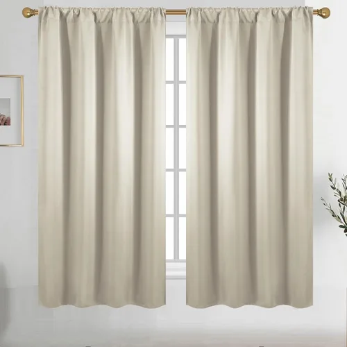 Vista 21 de Diraysid Cortinas opacas beige para dormitorio y sala de estar, cortinas con aislamiento térmico para oscurecer la habitación, 42 x 63 pulgadas, 2