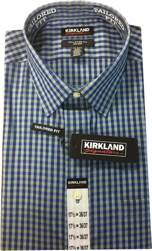 Vista 7 de Kirkland Signature - Camisa de manga larga para hombre, 100% algodón, sin hierro, cuello extendido