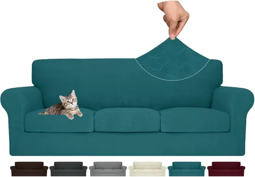 Vista 63 de MAXIJIN 2 piezas de fundas para silla con brazos, funda para silla de sofá para sala de estar, funda elástica para perros para una silla con 1 cojín