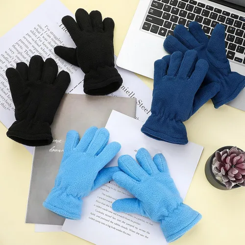 Vista 4 de SATINIOR 3 pares de guantes de invierno de forro polar para niños y niñas, guantes cálidos para niños y niñas, suministros de actividades al aire