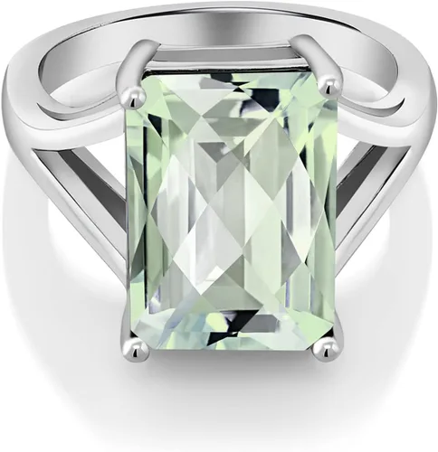Vista 33 de Gem Stone King Anillo de compromiso solitario con piedra preciosa de corte esmeralda de 0.551 x 0.394 in para mujer, plata de ley 925, anillo
