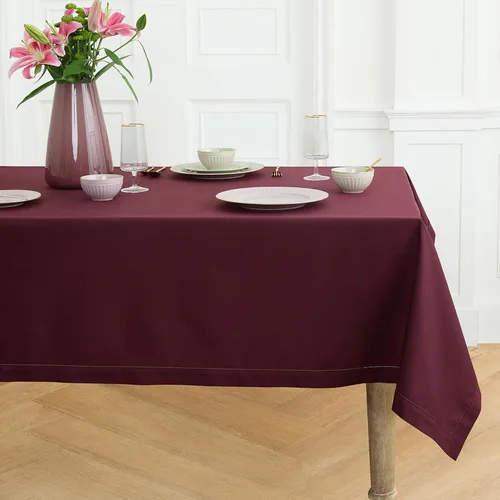 Vista 12 de Solino Home Mantel de lino de algodón, dobladillo blanco, 52 x 52 pulgadas