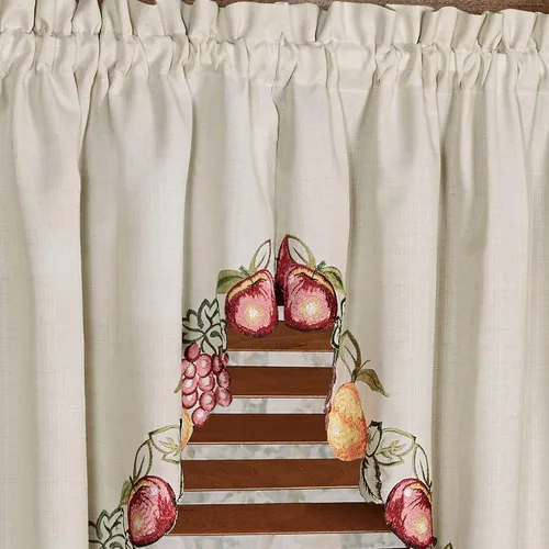 Vista 3 de Touch of Class Par de Cenefas de Ventana Bordadas Fructíferas de Avena Texturizada 60 x 36 pulgadas