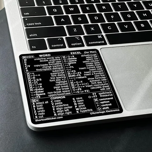 Vista 9 de Synerlogic Pegatina para hoja de trucos de accesos directos de Word y Excel para Mac Adhesivos de acceso directo de teclado de referencia rápida