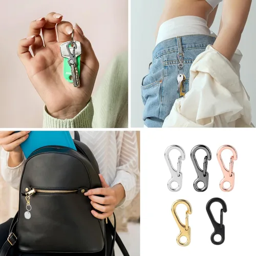 Vista 6 de Mini Mosquetón con Clip de Resorte con Gancho, Hebillas con Cierre para Paracord, Llavero, Mochila, Botella, Accesorios de Campamento al Aire Libre